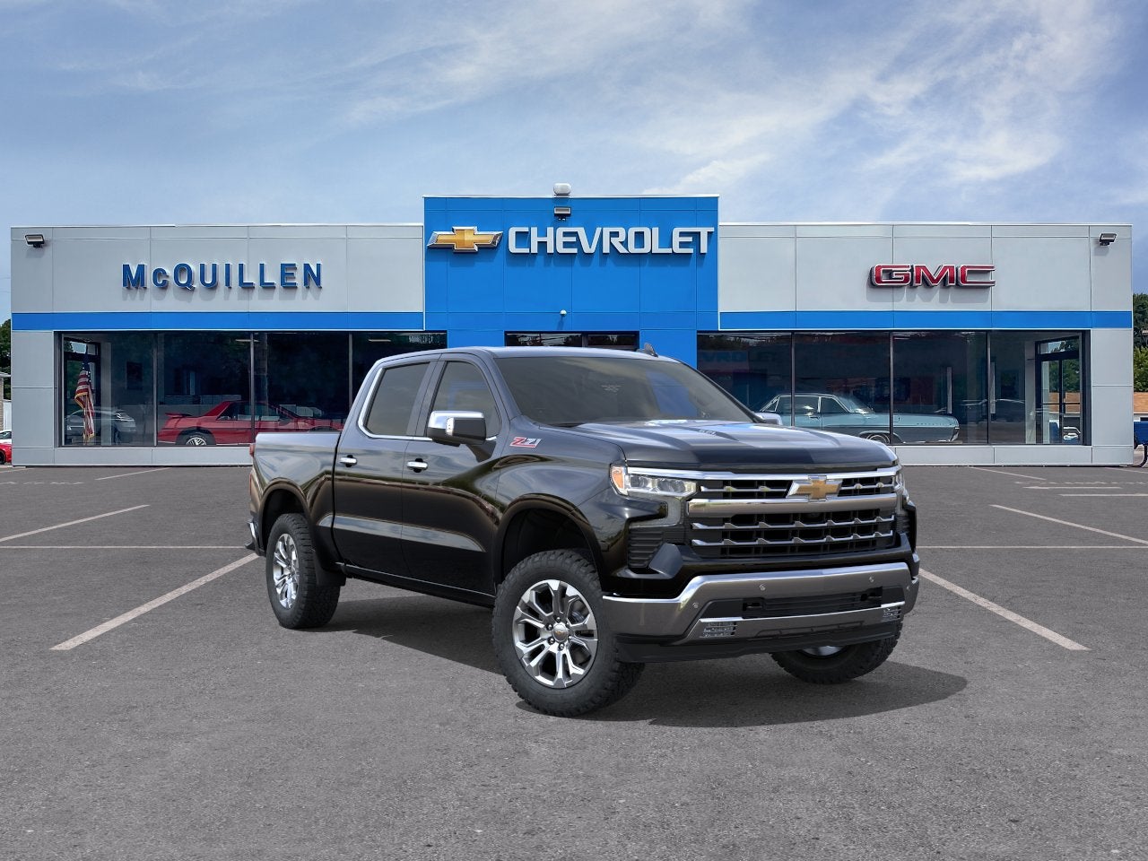 2026 Chevrolet Silverado 1500 LTZ in Black — front three-quarter view