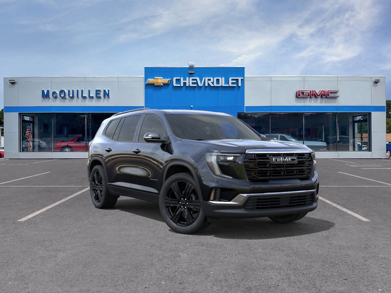 2026 GMC Acadia Elevation in Ebony Twilight Metallic — front three-quarter view