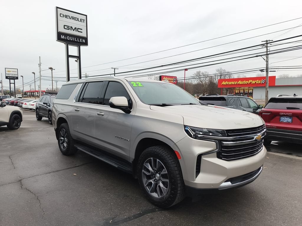 2022 Chevrolet Suburban LT in Empire Beige Metallic — front three-quarter view