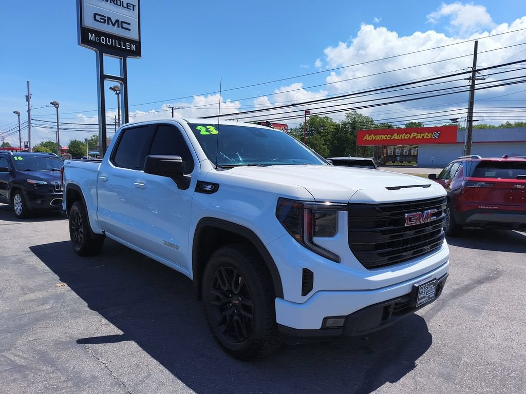 2023 GMC Sierra 1500 Elevation in Summit White — front three-quarter view