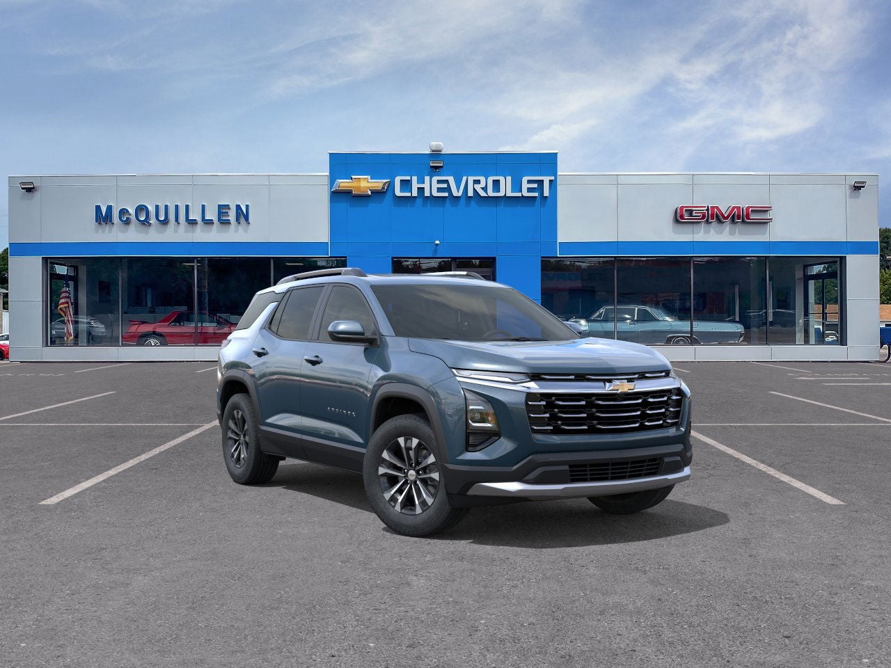2026 Chevrolet Equinox LT in Lakeshore Blue Metallic — front three-quarter view