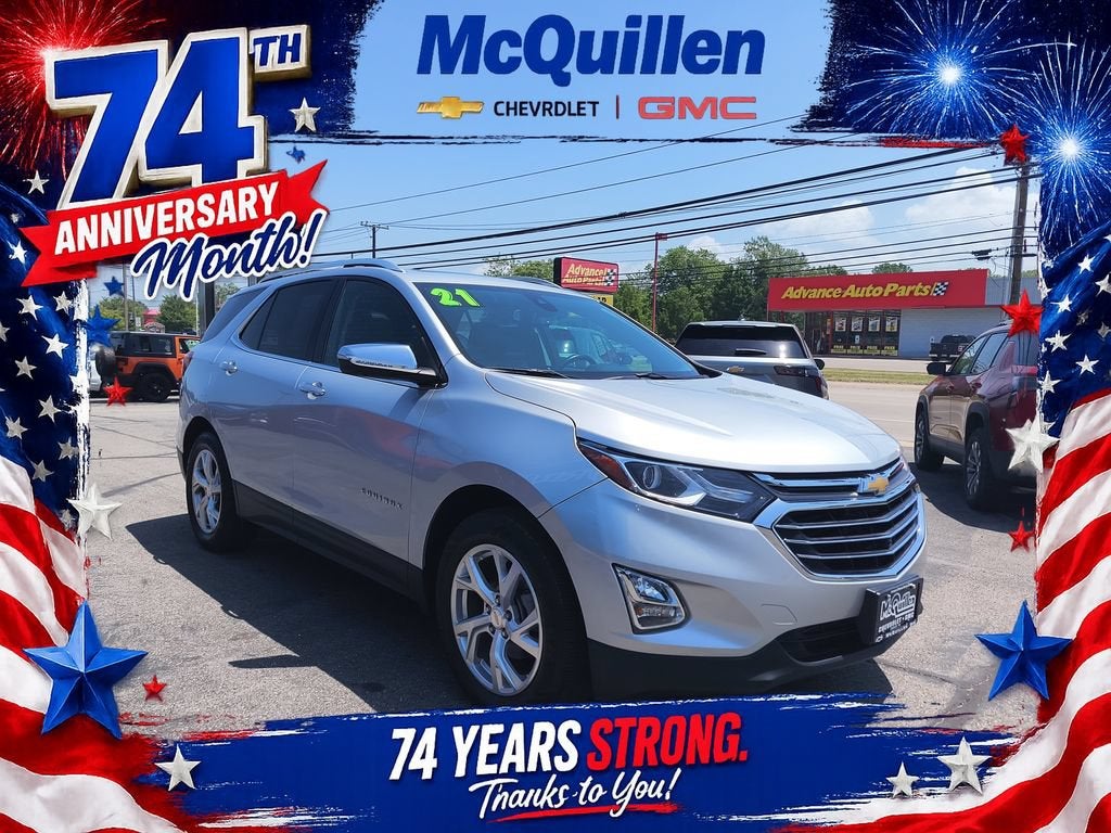 2021 Chevrolet Equinox Premier in Silver Ice Metallic — front three-quarter view