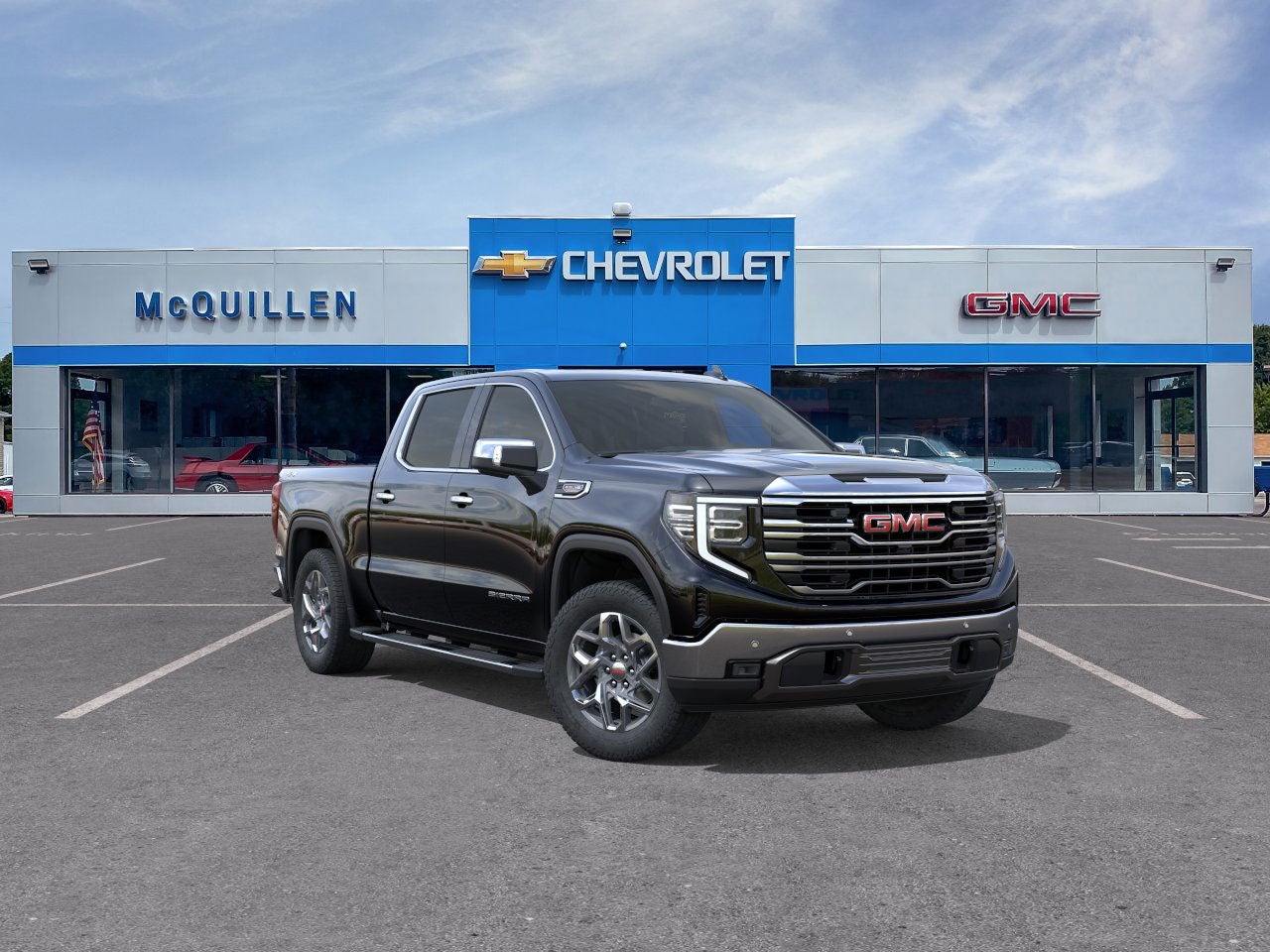2026 GMC Sierra 1500 SLT in Onyx Black — front three-quarter view