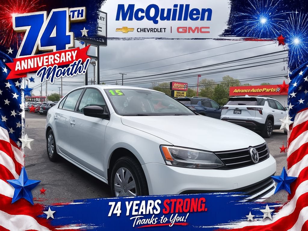 2015 Volkswagen Jetta 2.0L S in White — front three-quarter view