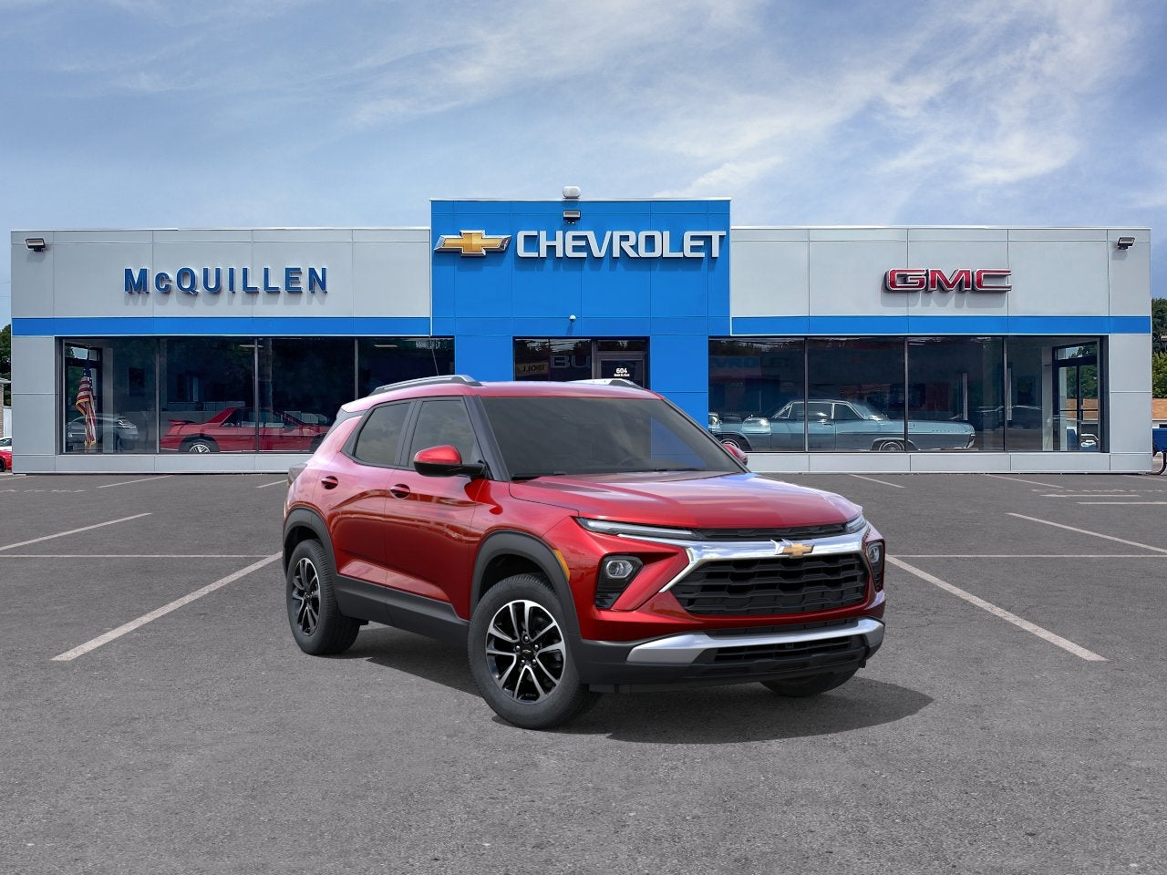 2026 Chevrolet Trailblazer LT in Apex Red — front three-quarter view