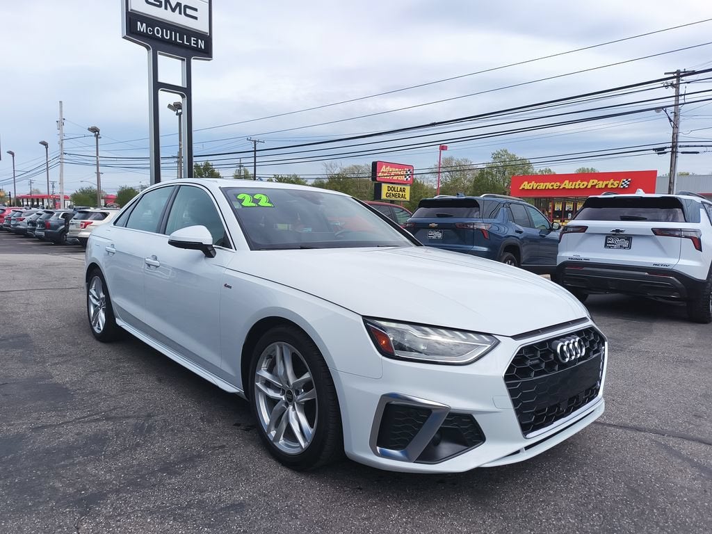 2022 Audi A4 Premium Plus 45 TFSI S line quattro S tronic in White — front three-quarter view